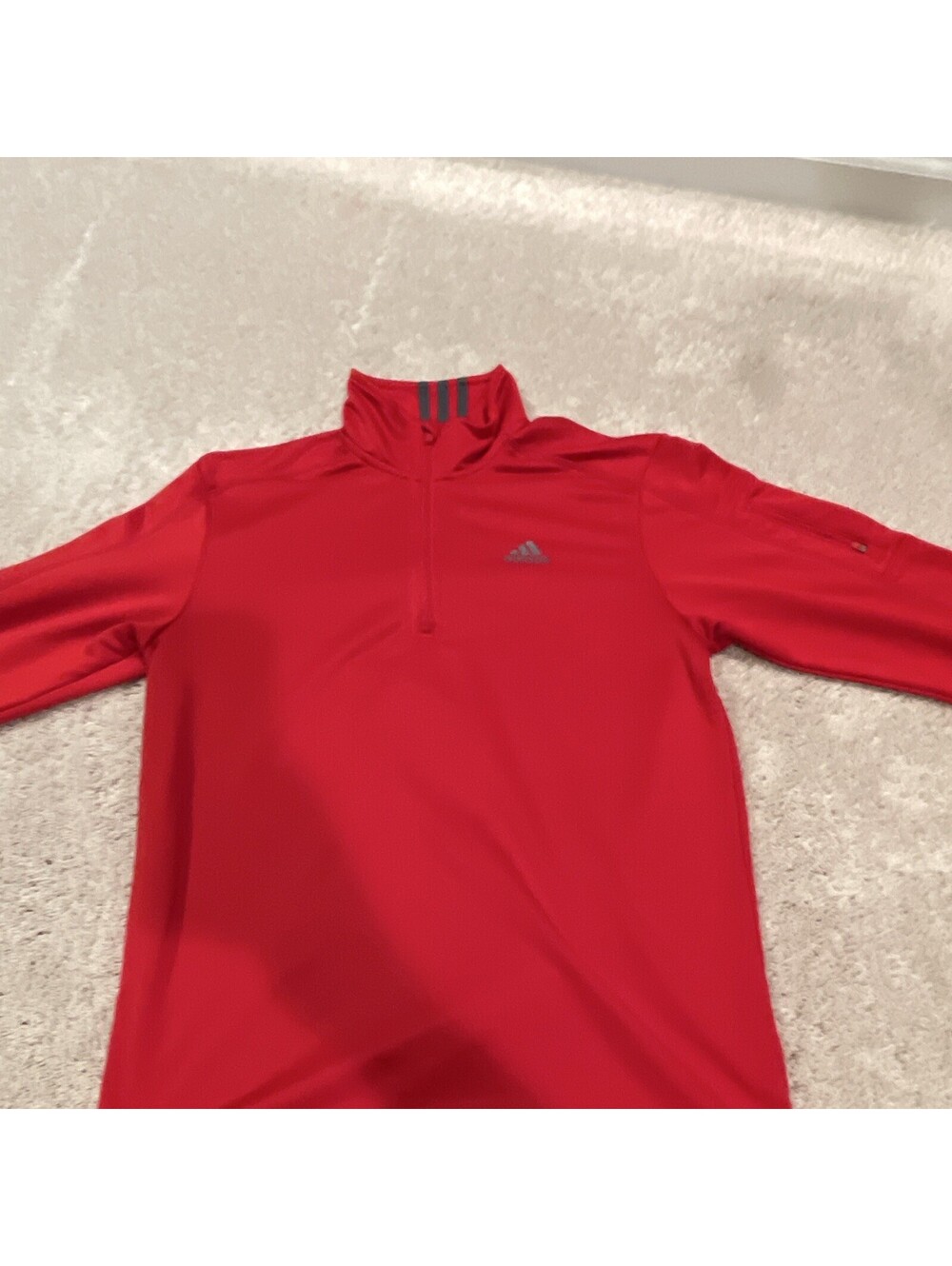 adidas Men's XL Red 1/4 Zip Mock Neck Long Sleeve Polyester Logo Pullover
